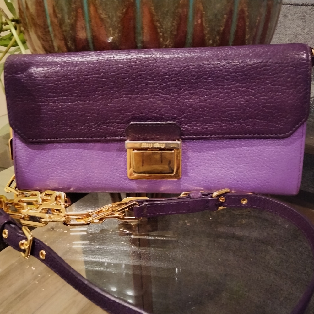 Miu Miu Purple Two-Tone Chain Shoulder Bag